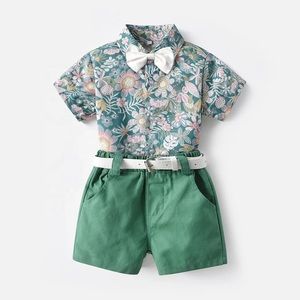 Boys 2piece set #floral #green #bowtie #dapper